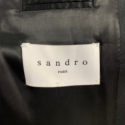 SANDRO Size 44 Black Wool Tuxedo Peak Lapel Sport Coat