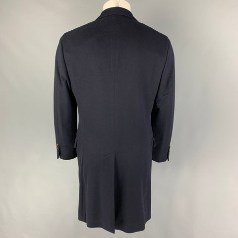 BRUNELLO CUCINELLI Size 38 Navy Wool Cashmere Peak Lapel Coat