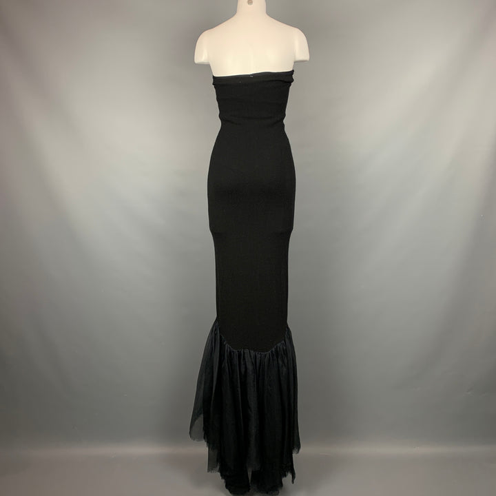 RALPH LAUREN Black Label Size S Black Cashmere Strapless Mermaid Gown