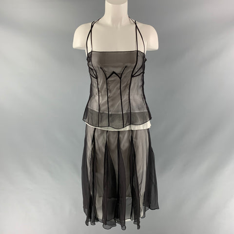 SPORTMAX Size 4 Black White Silk / Cotton See Through Skirt