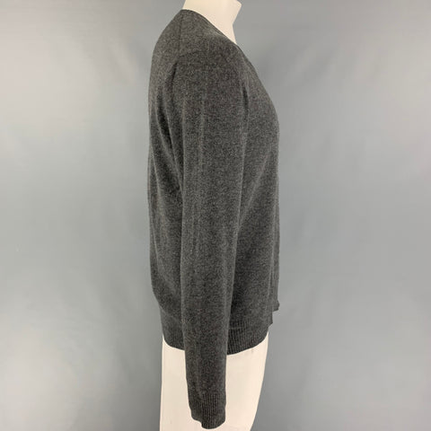 PRADA Size XL Grey Cashmere V-Neck Pullover