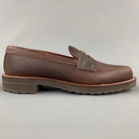 ALDEN Size 6.5 Dark Brown 5730S Kudu Leather Penny Loafers