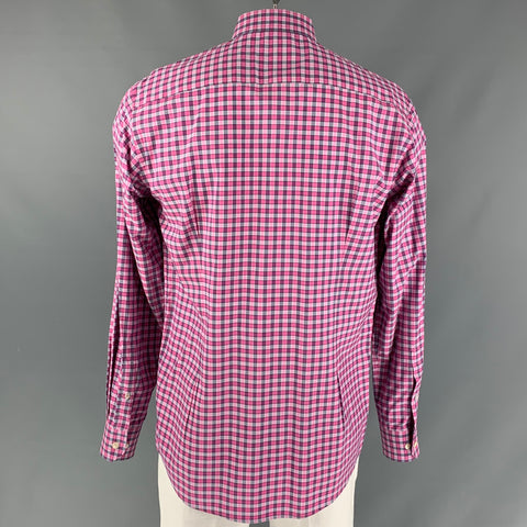 ETON Camisa de manga larga con botones de algodón a cuadros rosa talla XL