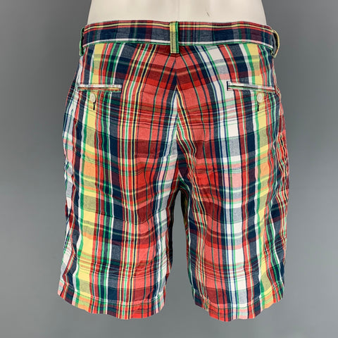 POLO par RALPH LAUREN Taille 33 Short à braguette zippée en coton à carreaux multicolore