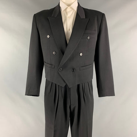 KENZO Size L Black Wool Cropped Suit