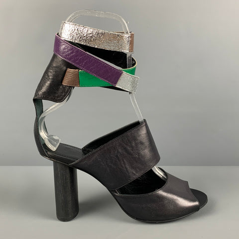 MARTHA DAVIS Talla 9 Sandalias con tira al tobillo de cuero negro