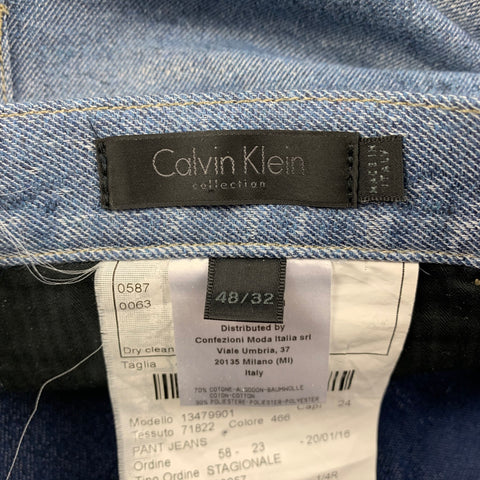 CALVIN KLEIN Size 32 Light Blue Washed Cotton Polyester Slim Jeans