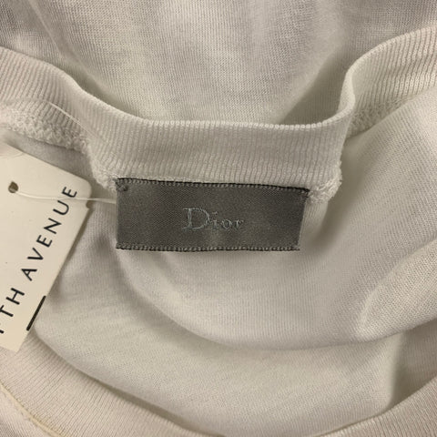DIOR HOMME Taille XL T-shirt à manches courtes en coton graphique blanc