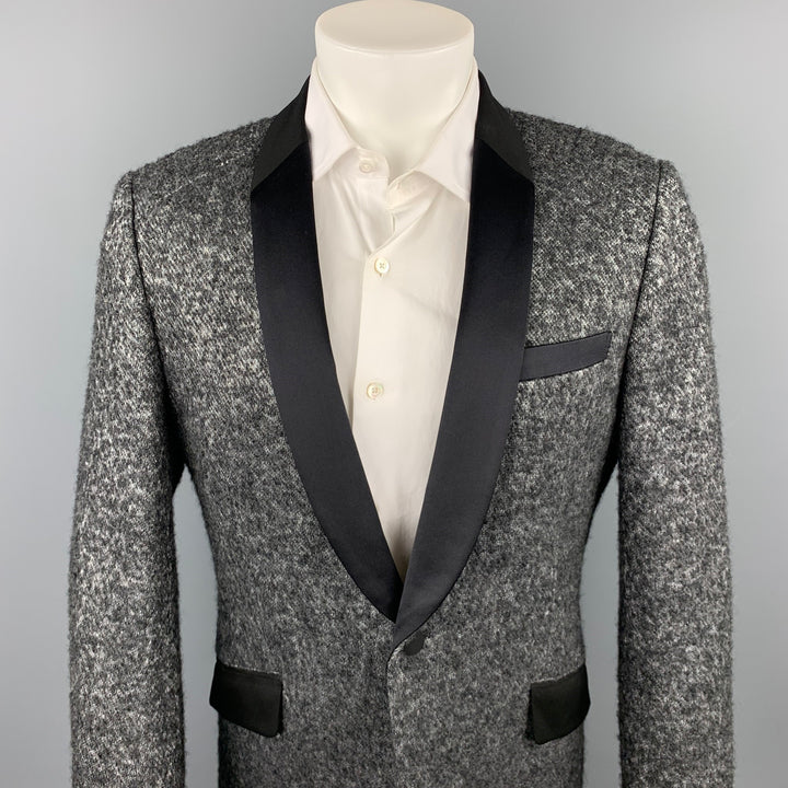 JUNYA WATANABE Size XL Silver & Black Tweed Wool Blend Sport Coat