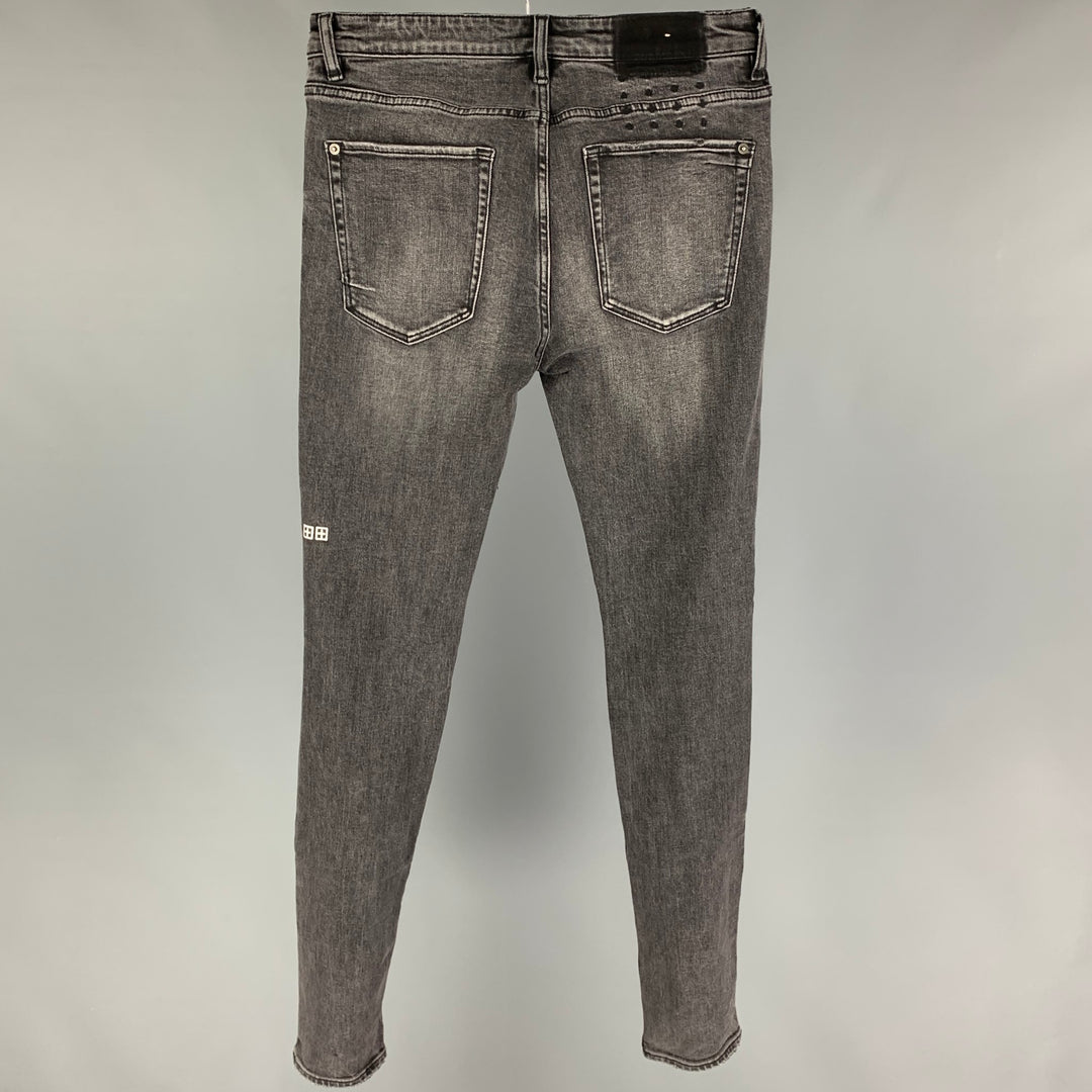 KSUBI Talla 31 Vaqueros pitillo de algodón desgastados color carbón