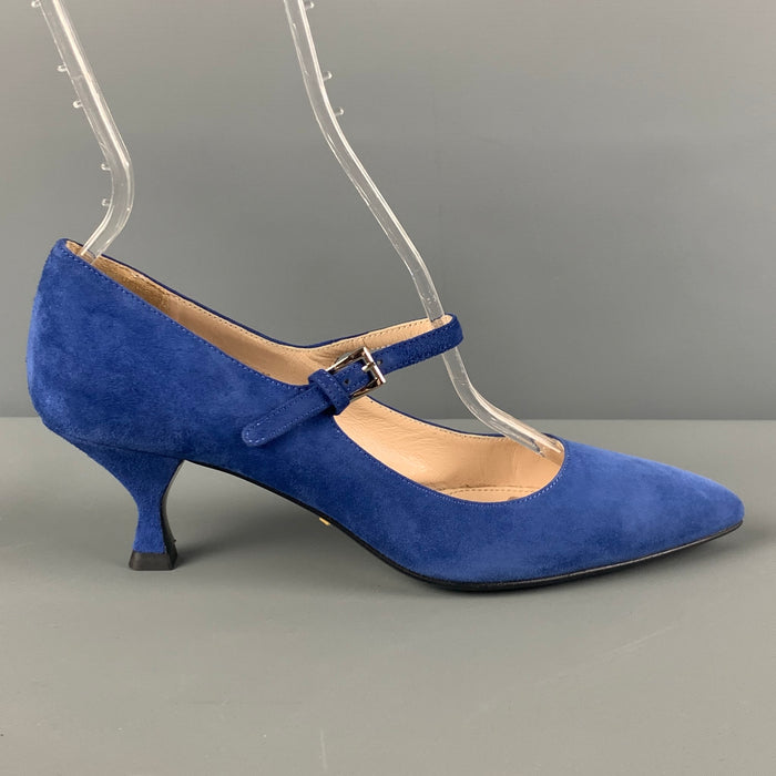 PRADA Size 7 Blue Suede Kitten Heel Pumps