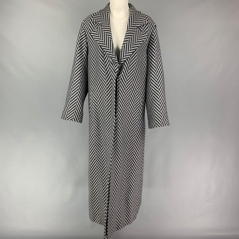 GIORGIO ARMANI Size 6 Grey Black Not Listed Herringbone Notch Lapel Coat