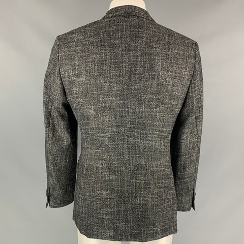 VERSACE COLLECTION Size 36 Dark Gray & White Heather Wool Blend Notch Lapel Sport Coat