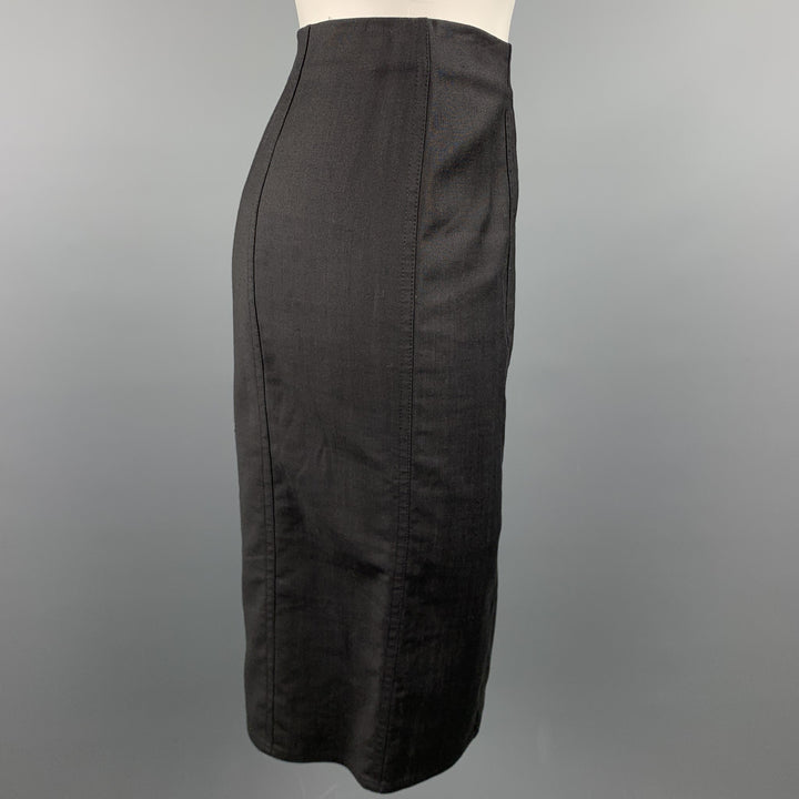 CHRISTIAN DIOR BOUTIQUE Size 6 Black Viscose Blend Pencil Skirt