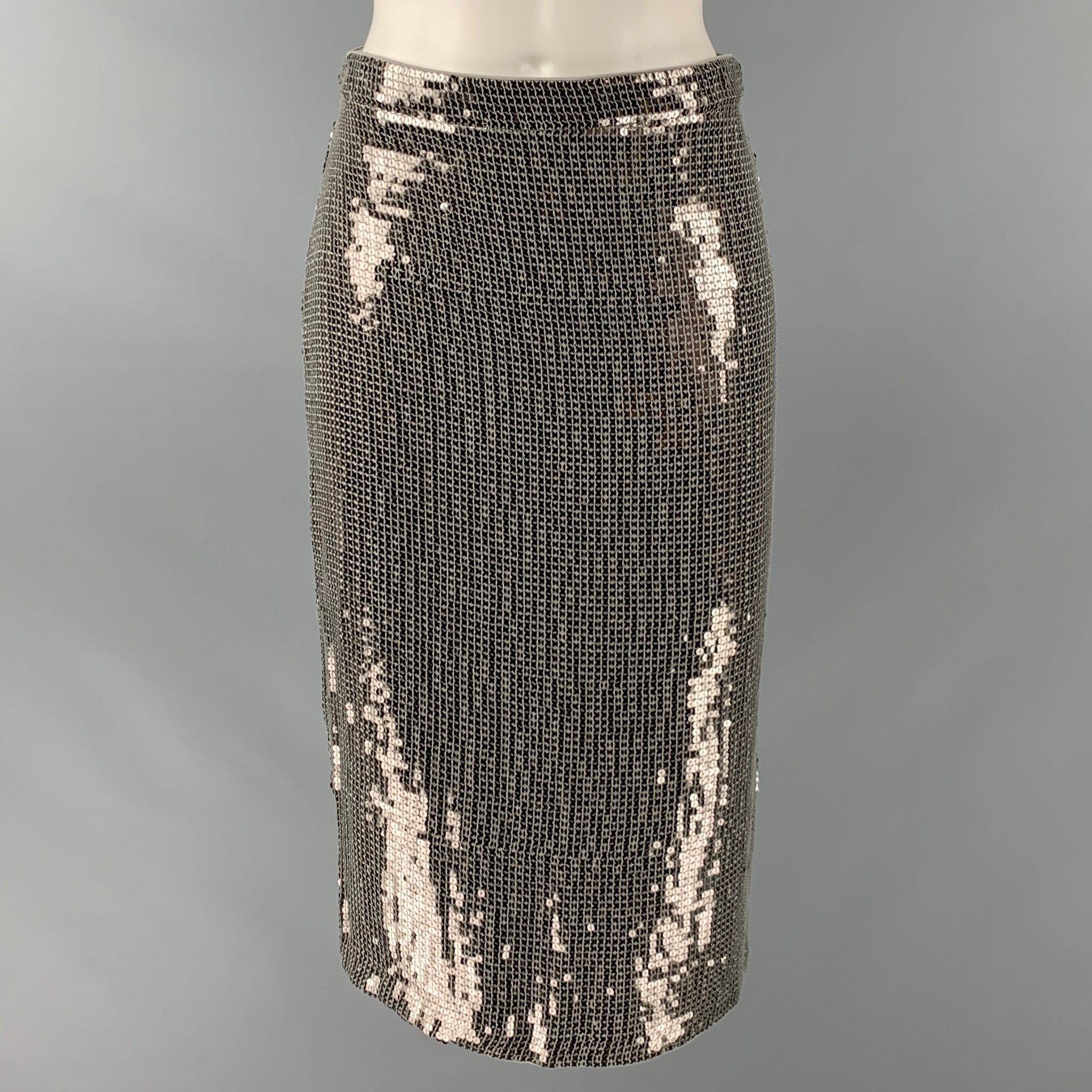 Alice and olivia silver sequin clearance skirt