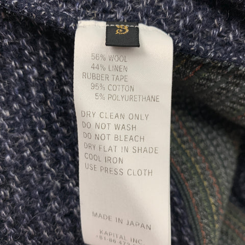 KAPITAL Size M Navy & Grey Knitted Wool / Linen Buttoned Jacket