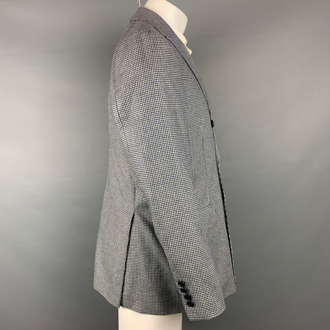 ETRO Talla 40 Abrigo deportivo cruzado de seda de pata de gallo azul marino y blanco