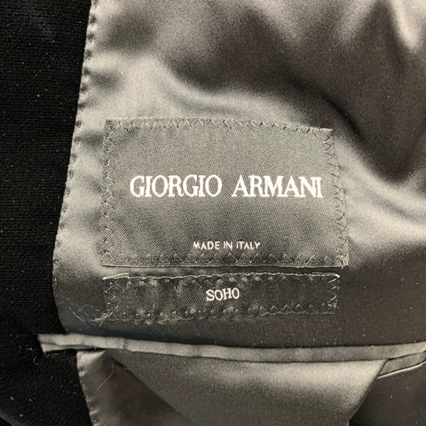 GIORGIO ARMANI Soho Size 40 Black Velvet Notch Lapel Sport Coat