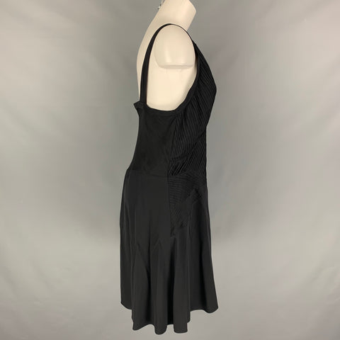 BALENCIAGA Size 4 Black Silk Ribbed Dress