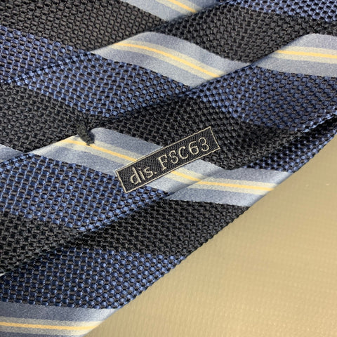 BRIONI Navy & Light Blue Stripe Silk Tie