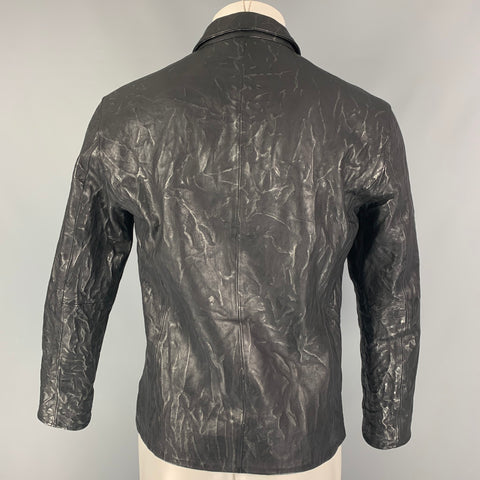 JOHN VARVATOS Size XS Black Silver Textured Leather Jacket