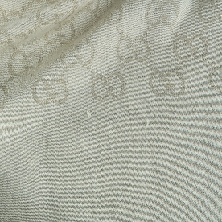 GUCCI Oatmeal Beige Wool / Silk Guccissima Monogram Scarf