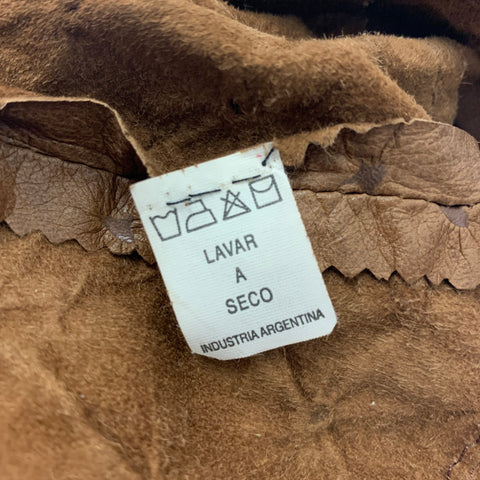 LAVAR A SECO Size M Brown Leather Textured Draped Jacket