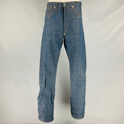 RRL by RALPH LAUREN Size 36 Indigo Contrast Stitch Selvedge Denim Zip Fly Jeans