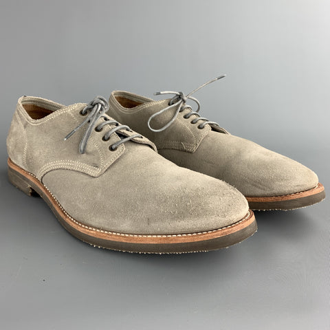 PAUL SMITH Size 12 Light Grey Suede Lace Up Shoes