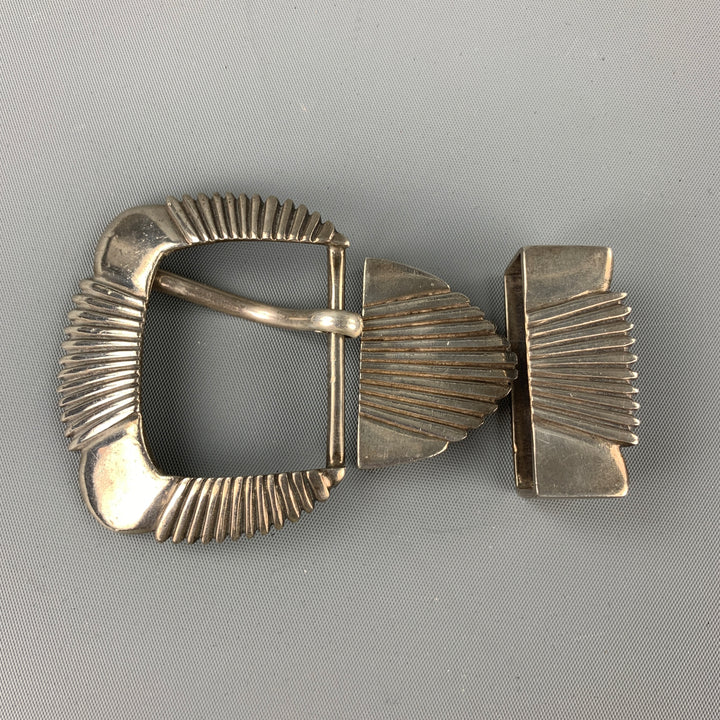 DEE SMITHS Hebilla de cinturón occidental de 3 piezas de metal plateado talla única