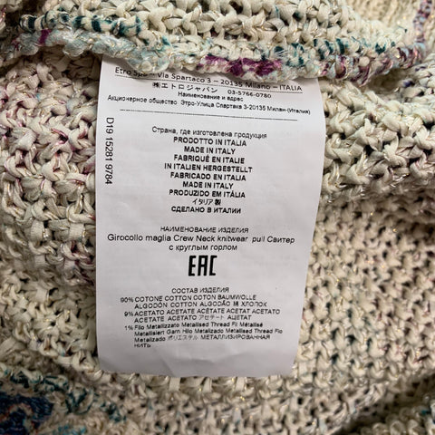 ETRO Taille M Beige Multicolore Coton Mélange Floral Crew Neck Pull