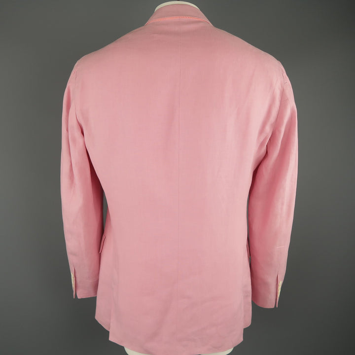 RALPH LAUREN 44 Long Pink Linen Notch Lapel 3 Button Sport Coat