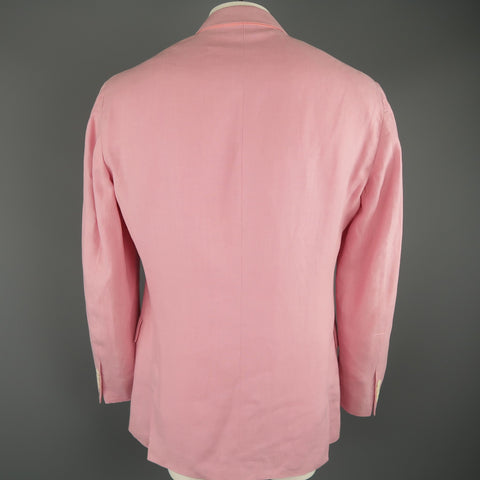 RALPH LAUREN 44 Long Pink Linen Notch Lapel 3 Button Sport Coat