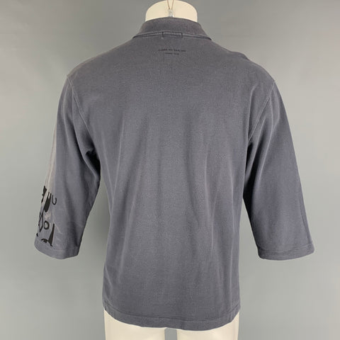 Size L COMME des GARCONS HOMME PLUS Gray Black Graphic Cotton Long Sleeve Shirt