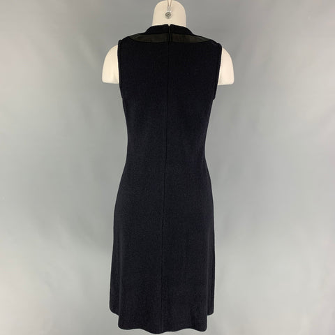 BRIONI Size M Black Knit Aplique Sleeveless Below Knee Dress