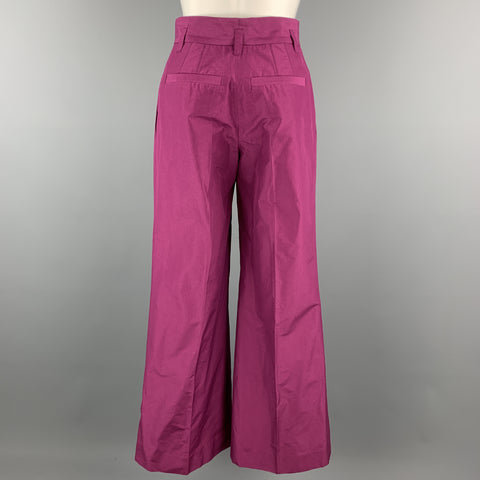 MARC JACOBS Size 0 Purple Cotton Pleated Wide Leg High Waist Dress Pants