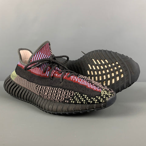 ADIDAS x YEEZY BOOST 350 V2 Talla 12 Zapatillas de deporte con cordones de tejidos mixtos tejidos multicolores negros