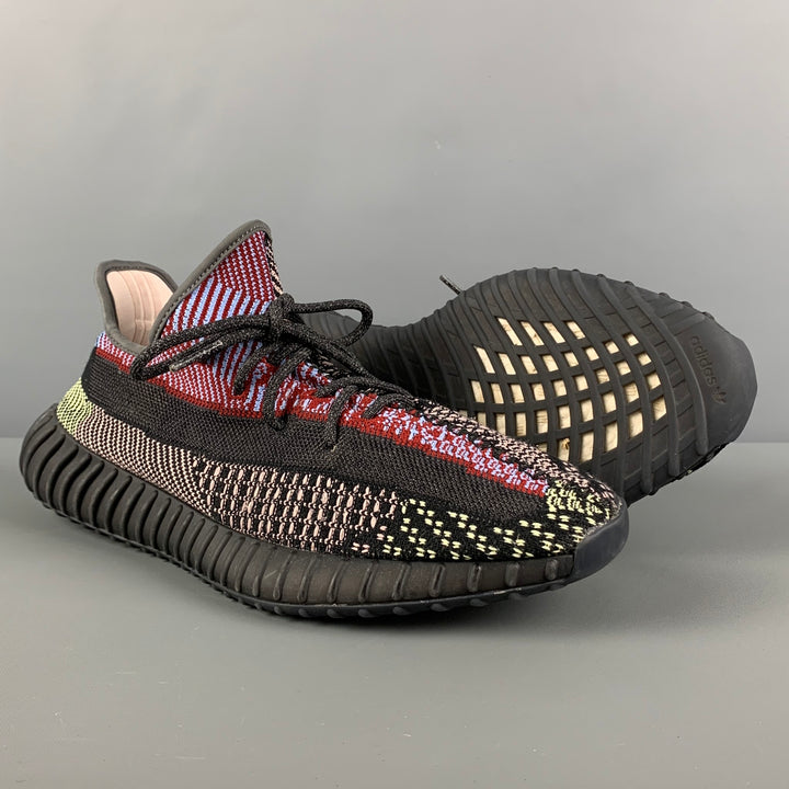 ADIDAS x YEEZY BOOST 350 V2 Taille 12 Baskets à lacets en tissus mélangés multicolores noirs