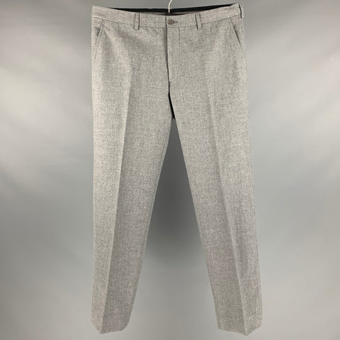 GIORGIO ARMANI Taille 34 Pantalon habillé en laine mélangée gris uni avec braguette zippée