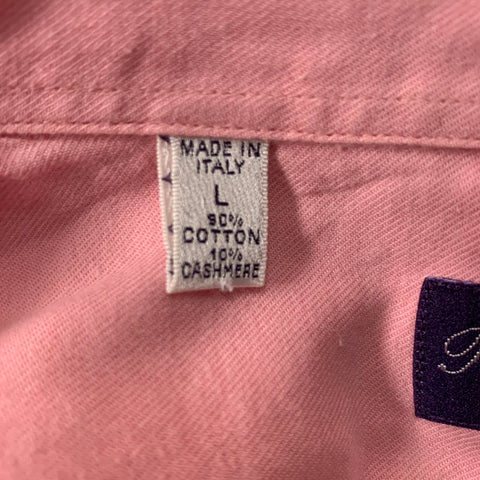RALPH LAUREN Size L Pink Cotton & Cashmere Long Sleeve Shirt