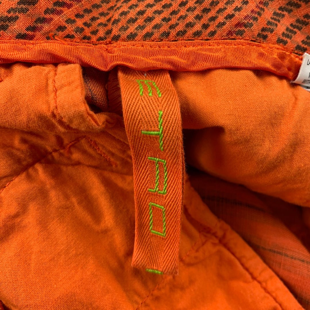 ETRO Talla 32 Pantalones casuales con cremallera y lino a rayas naranjas