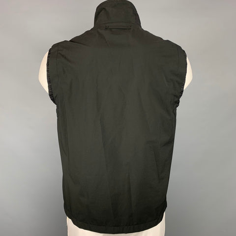 PRADA Size 44 Black Polyester Zip Up Vest