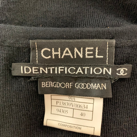 CHANEL Size 8 Black Cashmere Silk Scoop Neck Cardigan