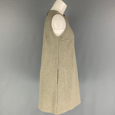 BRUNELLO CUCINELLI Taille M Robe sans manches chinée en laine mélangée grise