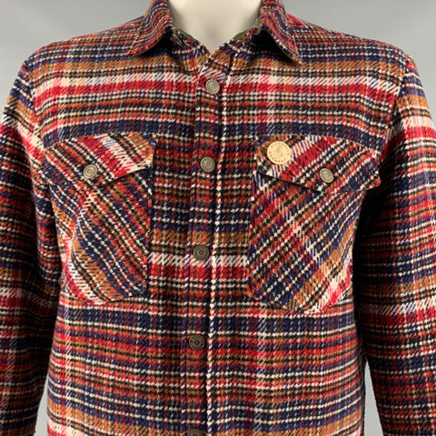 SCOTCH AND SODA Size L Red Blue Plaid Wool Polyester Jacket