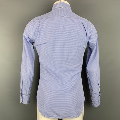 THOM BROWNE Camisa de manga larga con botones de algodón a cuadros azul y blanco talla S