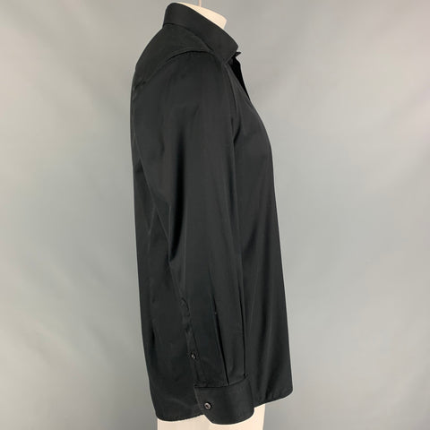 ETON Taille L Chemise à manches longues boutonnée en coton noir