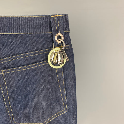 HELMUT LANG Size 30 Blue Cotton Slim Multi Key Rings Jeans