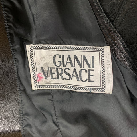 GIANNI VERSACE Taille L Gilet boutons dorés en cuir noir