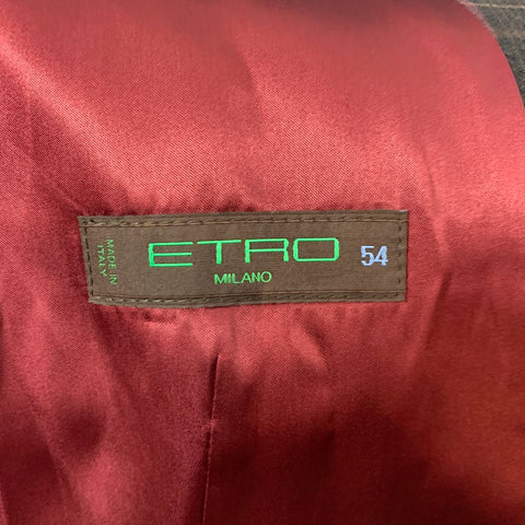 ETRO Size 44 Black & Burgundy Plaid Wool Buttoned Vest